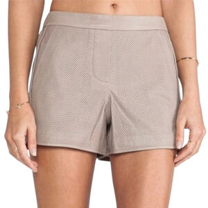 Trina Turk Lambskin Leather Shorts Sz 6 Fully Lined Pull On NWT in Driftwood
